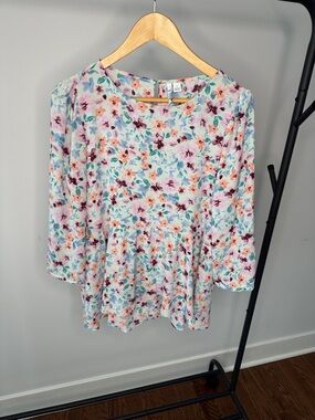 Elle Pastel Floral Peplum Top - Pink, Mint & Lilac